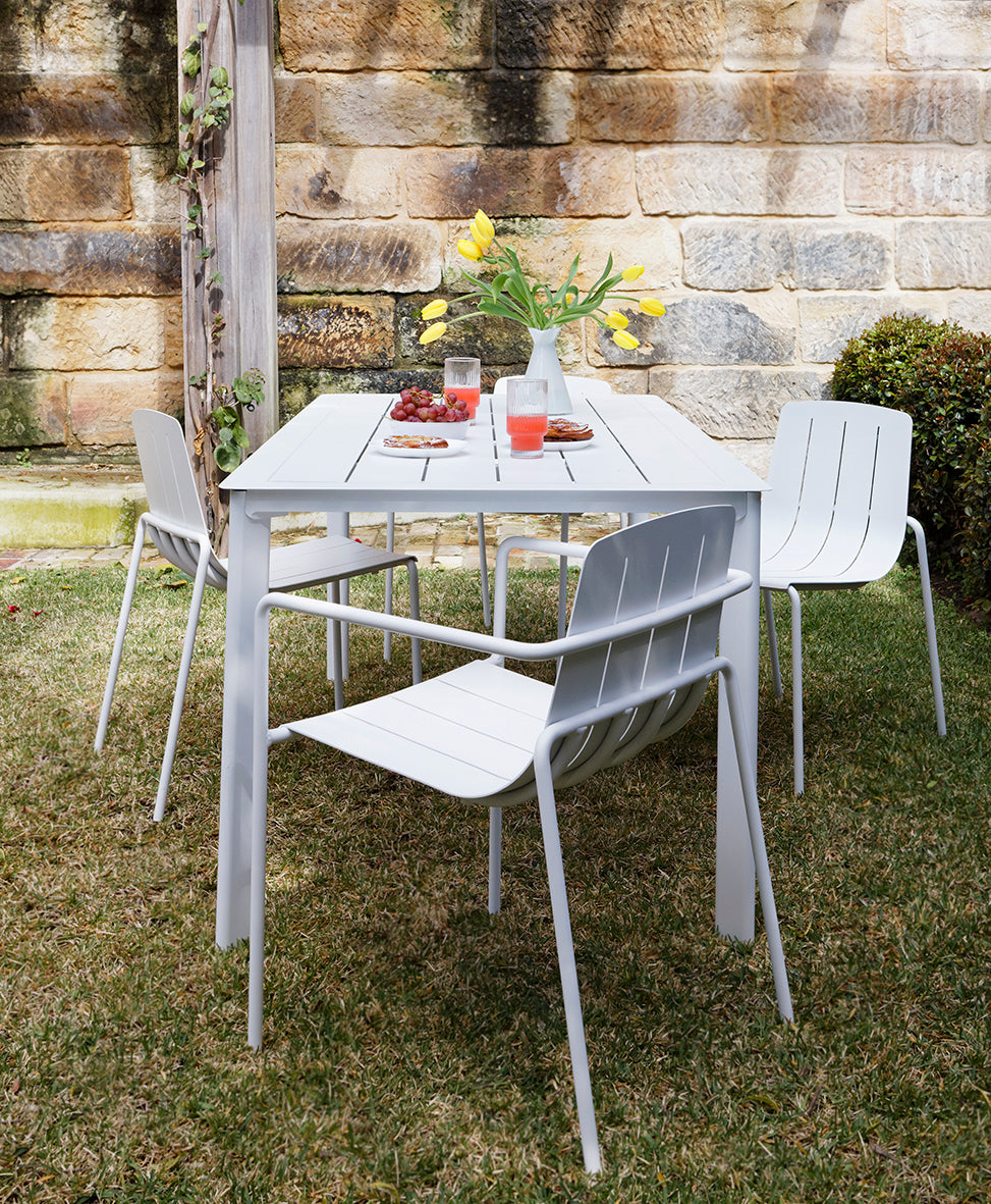 Estelle & Remy Outdoor Dining Set with 6 Armchairs in White