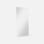 Angled detail of the Luca Mirror in White, highlighting the slim profile and textured deep etched frame