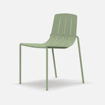 Modern outdoor dining chair in eucalypt finish, product cutout image