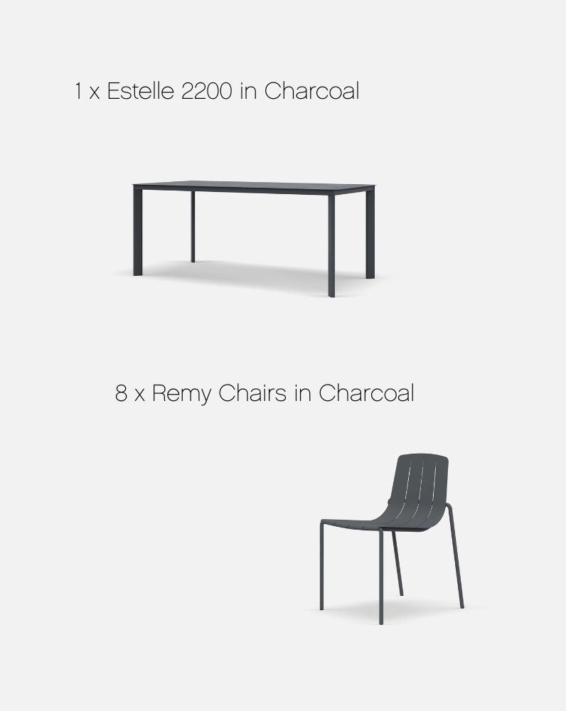 Estelle & Remy Outdoor Dining Set with 8 Chairs in Charcoal