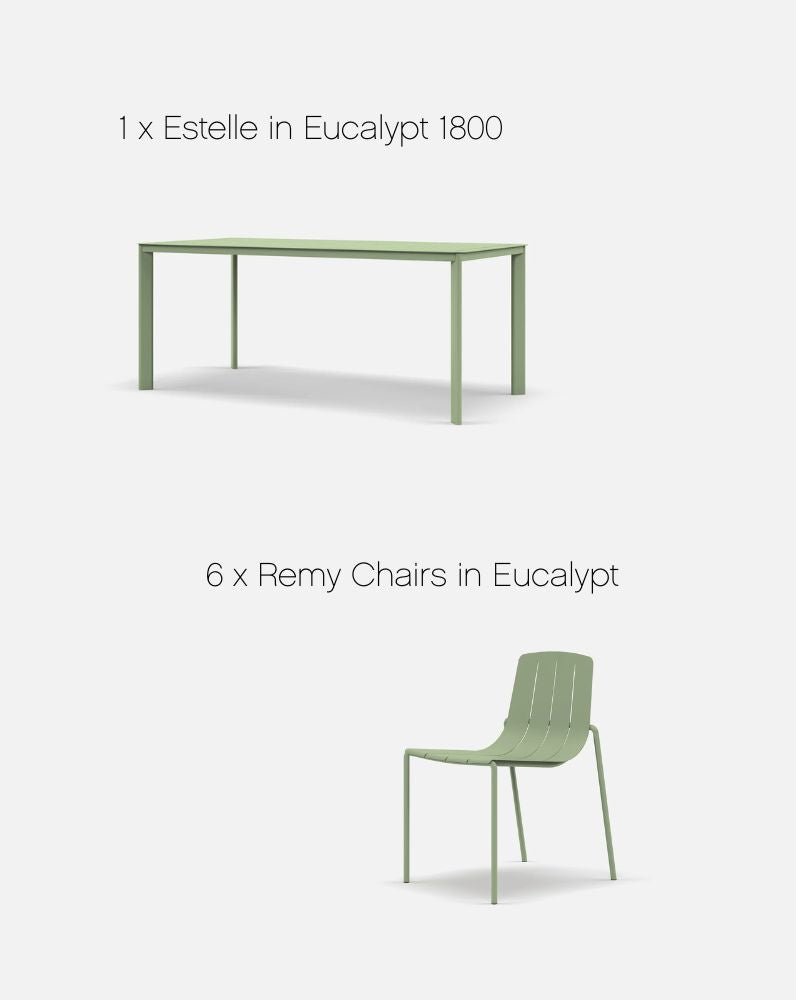 Estelle & Remy Dining Set with 6 Chairs in Eucalypt