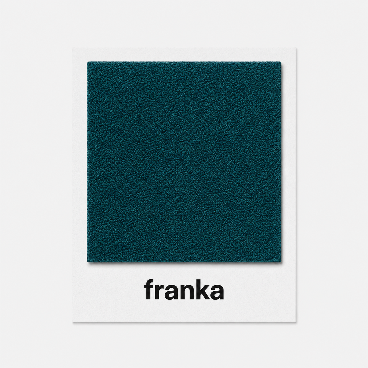 Electra fabric in Teal, a swatch card showing the dense teal pile