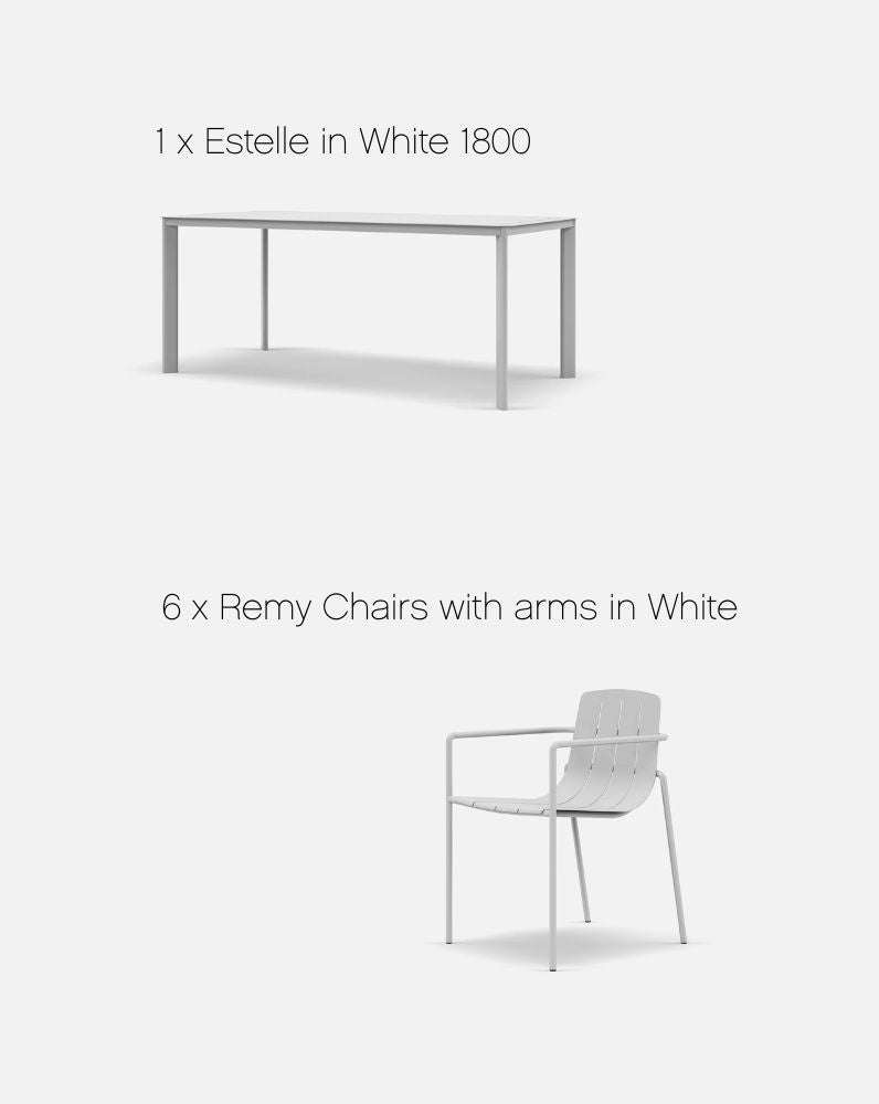 Estelle & Remy Outdoor Dining Set with 6 Armchairs in White