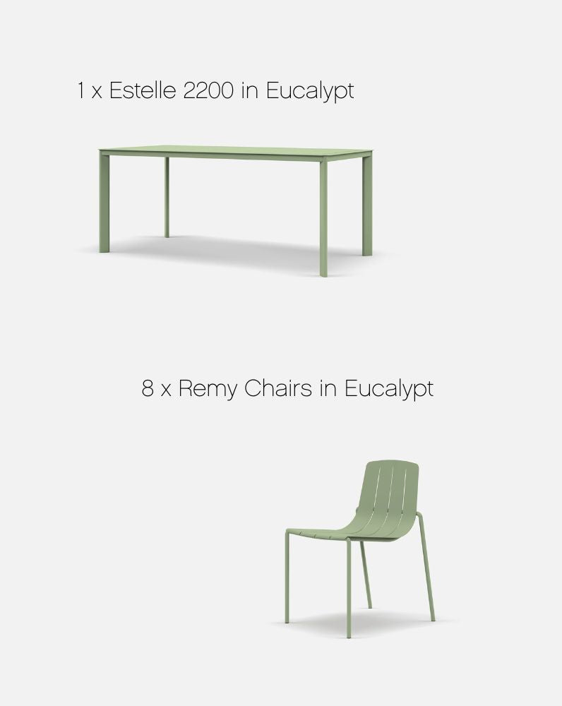 Estelle & Remy Outdoor Dining Set with 8 Chairs in Eucalypt