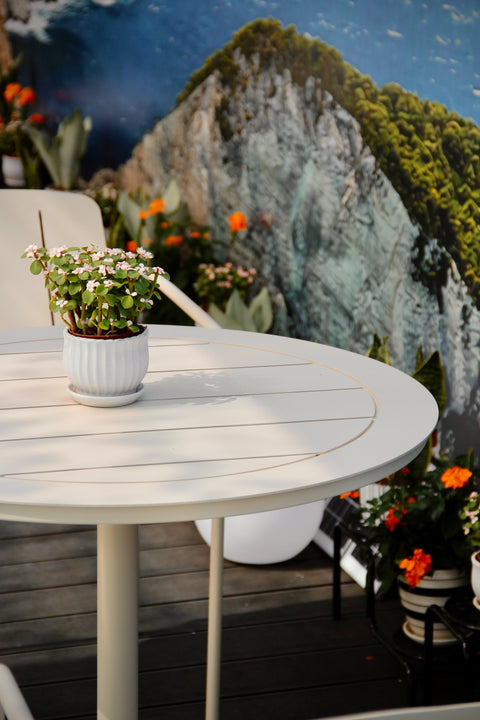 Alfie Outdoor Dining Table White (Slightly Damage) - 50% off