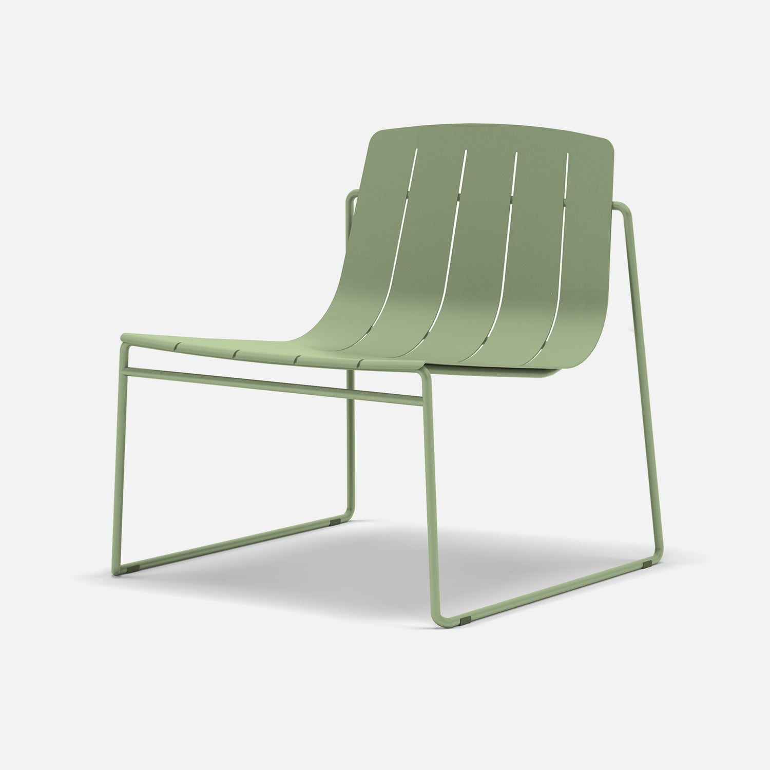Sculptural Frankie outdoor lounge chair in eucalypt, angled view for patio use