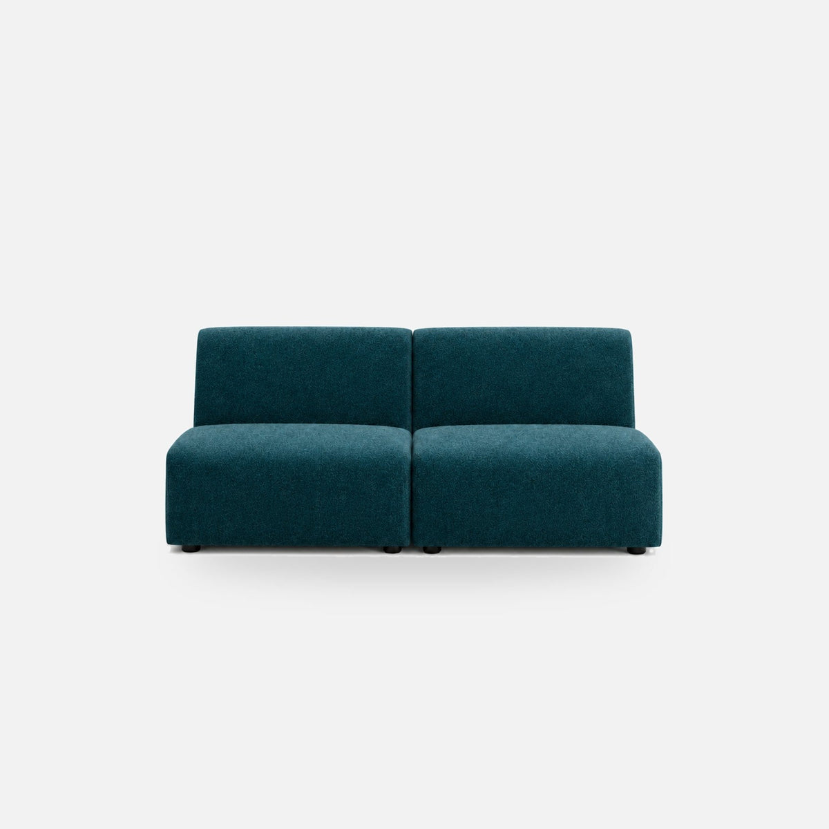 Calvin Sofa in Electra teal shown in an open corner configuration