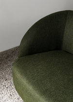 Side view of Calvin 2 seat comfortable sofa in olive upholstery