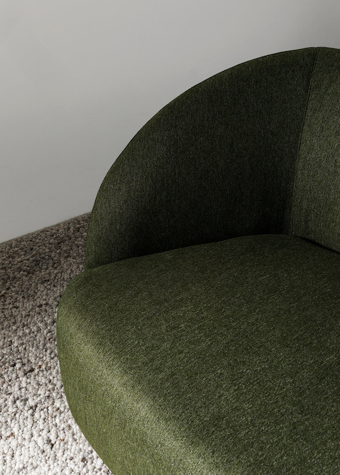 Side view of Calvin 2 seat comfortable sofa in olive upholstery