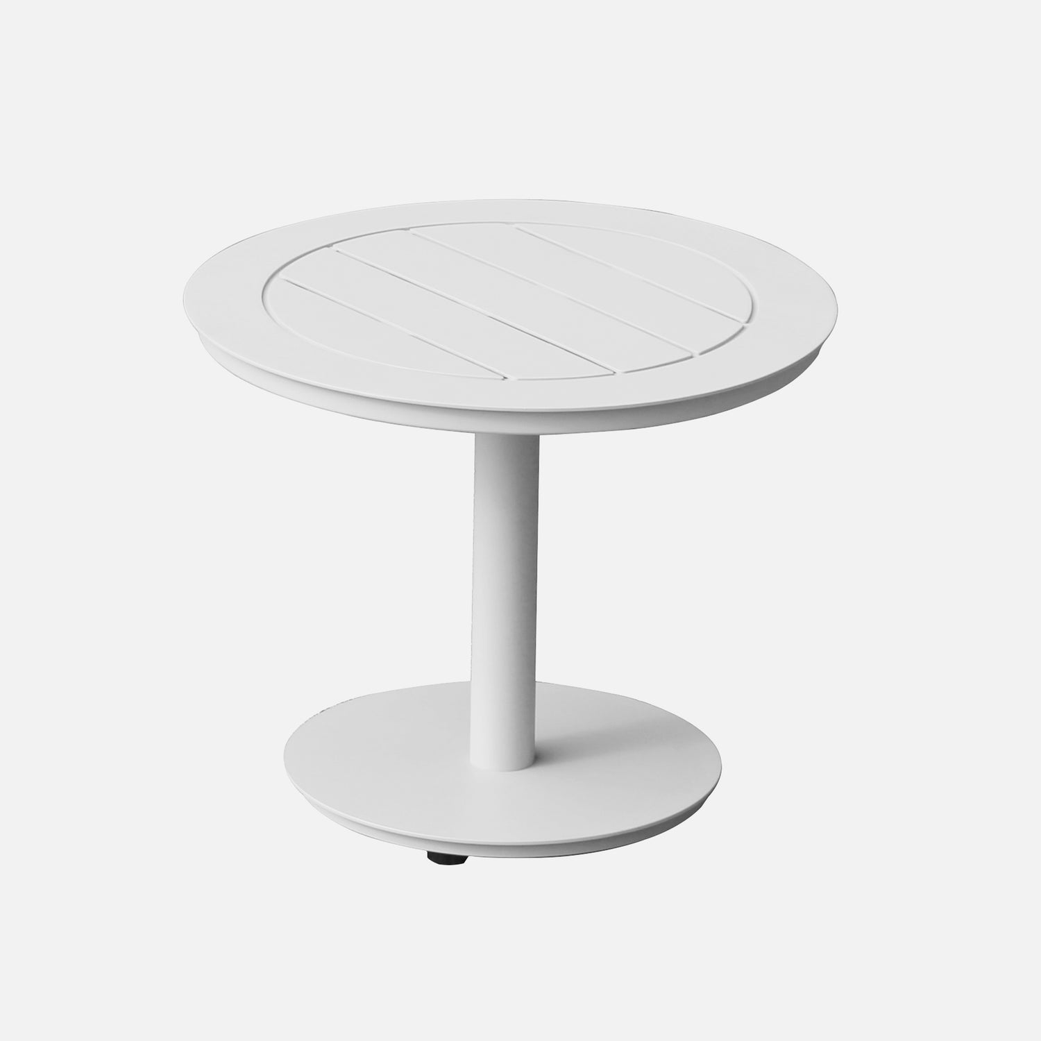 Carmen Outdoor Side Table in crisp white finish, ideal for patios and balconies.