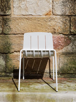 Stylish outdoor furniture – white Remy dining chair for alfresco dining.