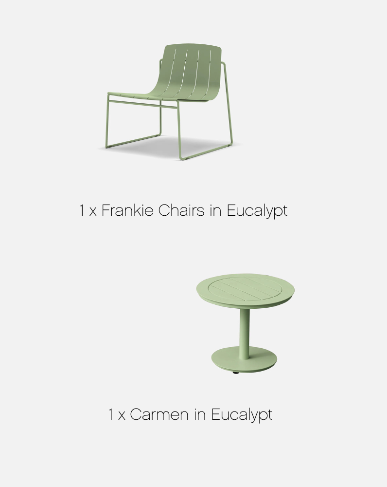 1 x Frankie Outdoor Lounge Chair and 1 x Carmen Set in Eucalypt