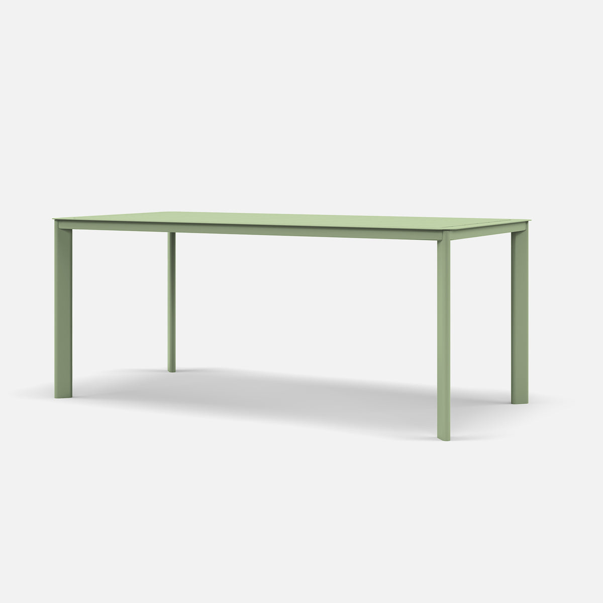 Deep etched eucalypt outdoor dining table showing slim, stylish profile