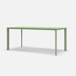 Deep etched eucalypt outdoor dining table showing slim, stylish profile
