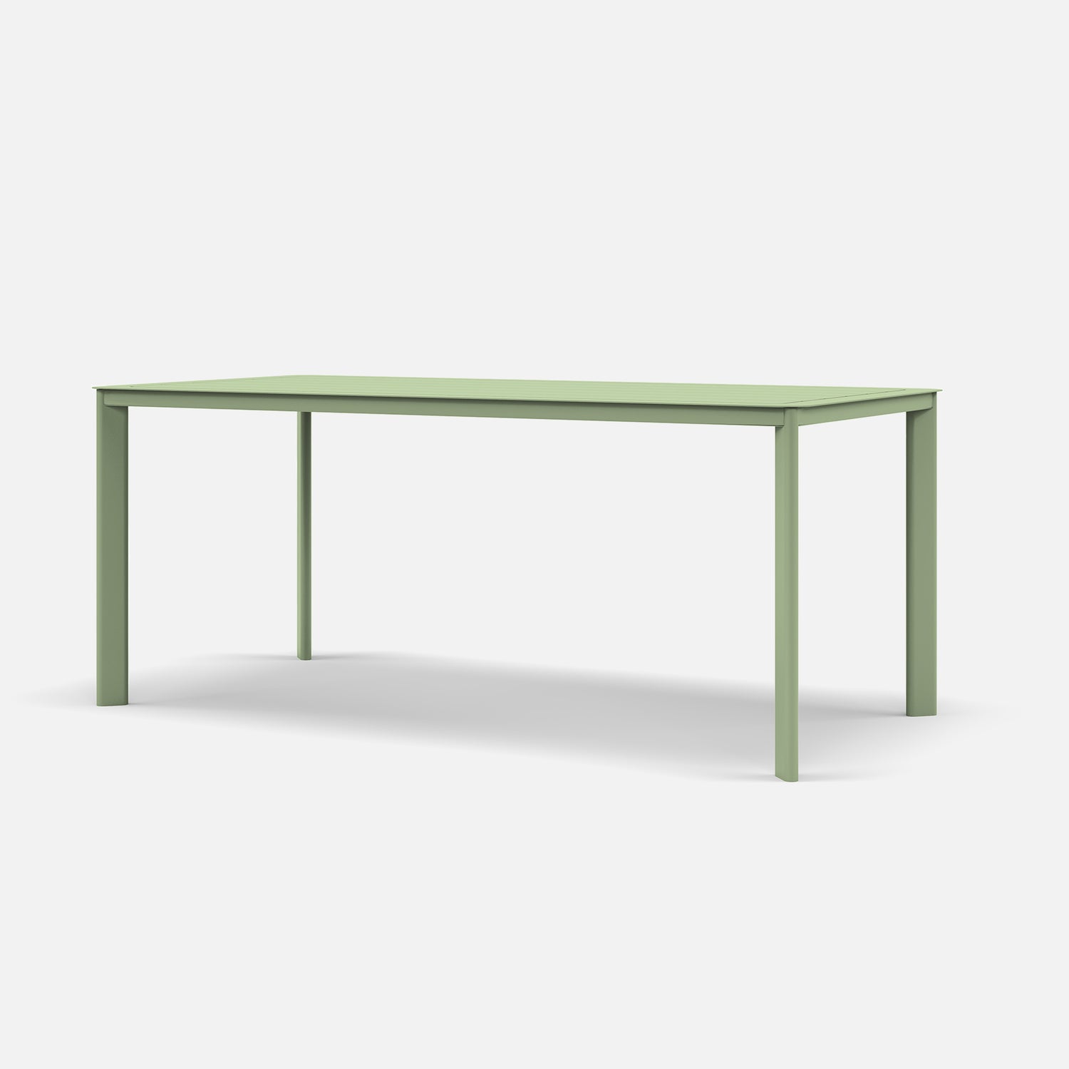 Deep etched eucalypt outdoor dining table showing slim, stylish profile