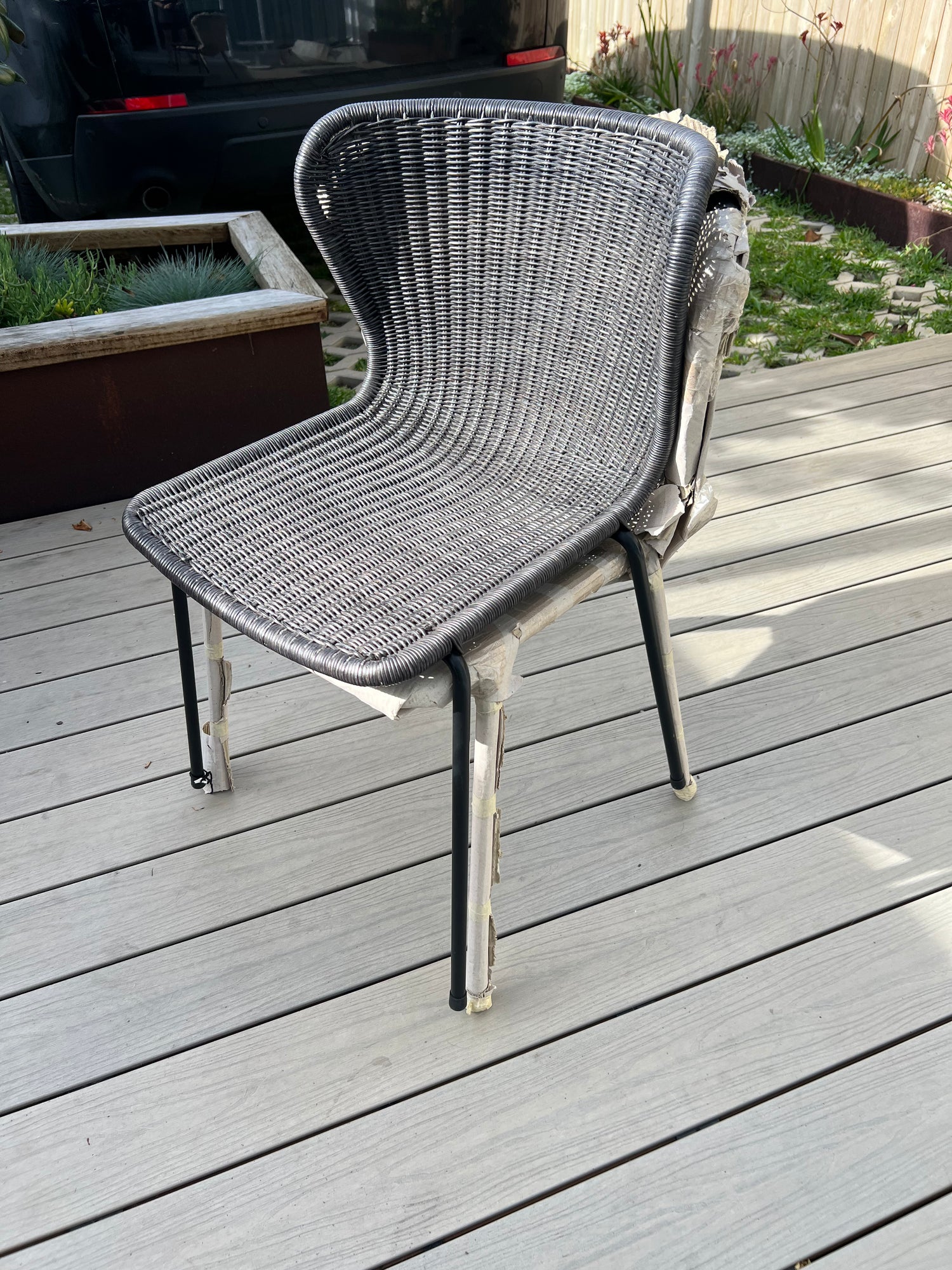 Set of 2 C603 Chairs – Black Frame / Charcoal Rattan (Ex-Display)