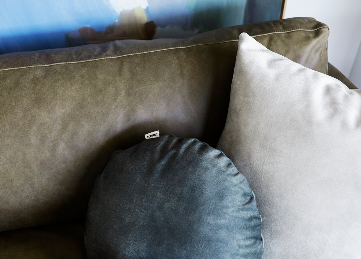 Classic Lennon leather sofa in a stylish living room, designed and crafted in Australia