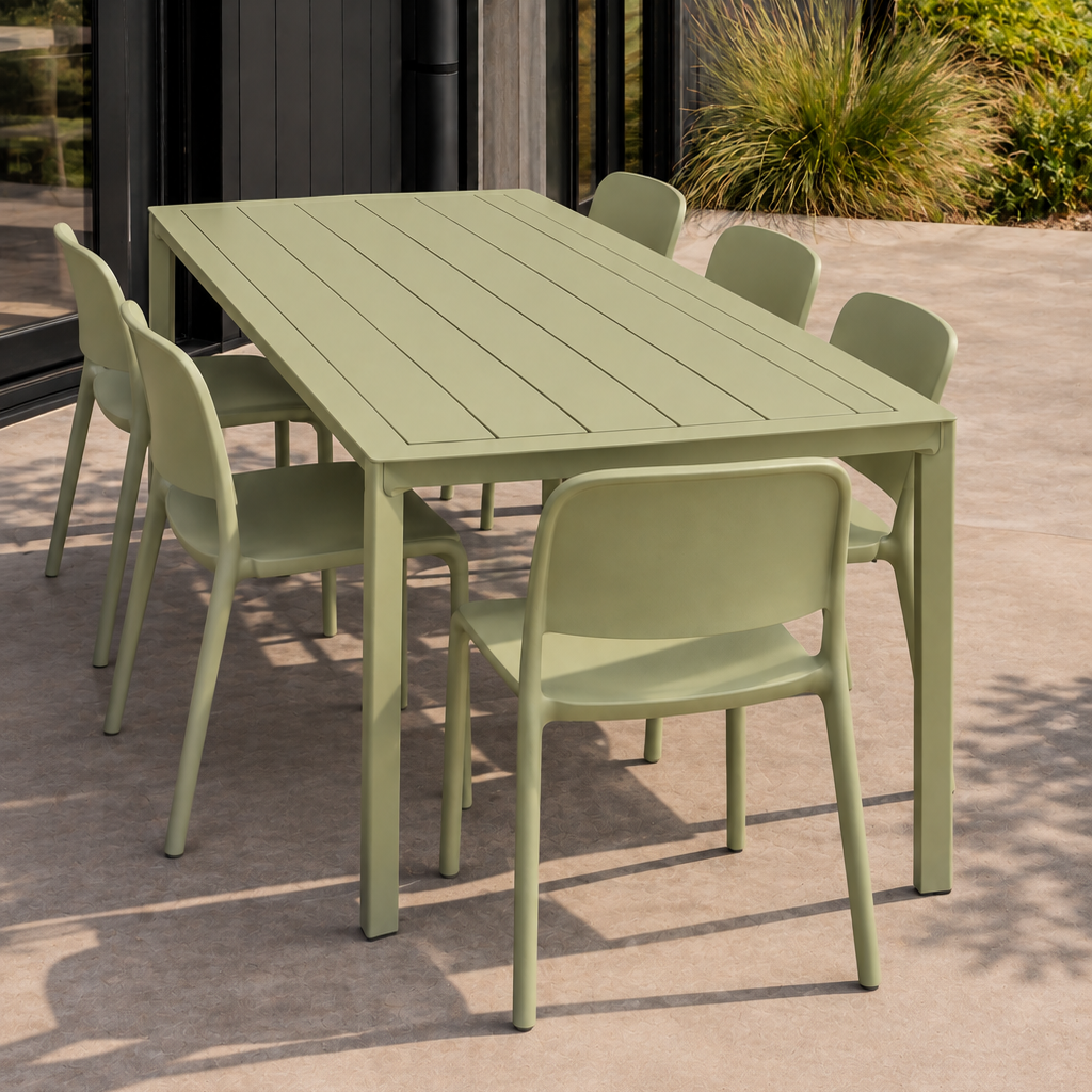 Estelle + Leni | 6 Seat Dining Set in Matcha