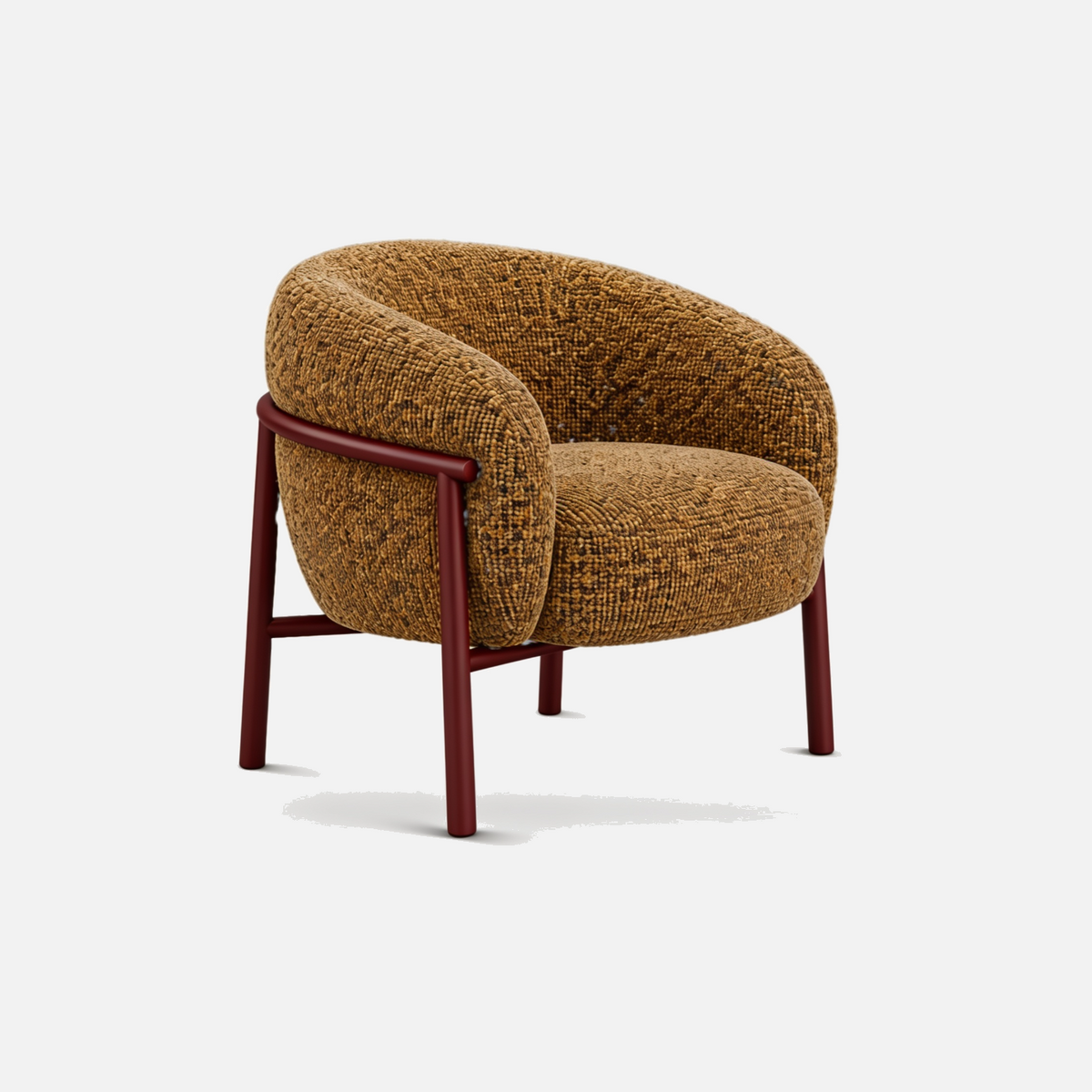 Roy Chair in Marlo Wheat, a curved barrel-back armchair