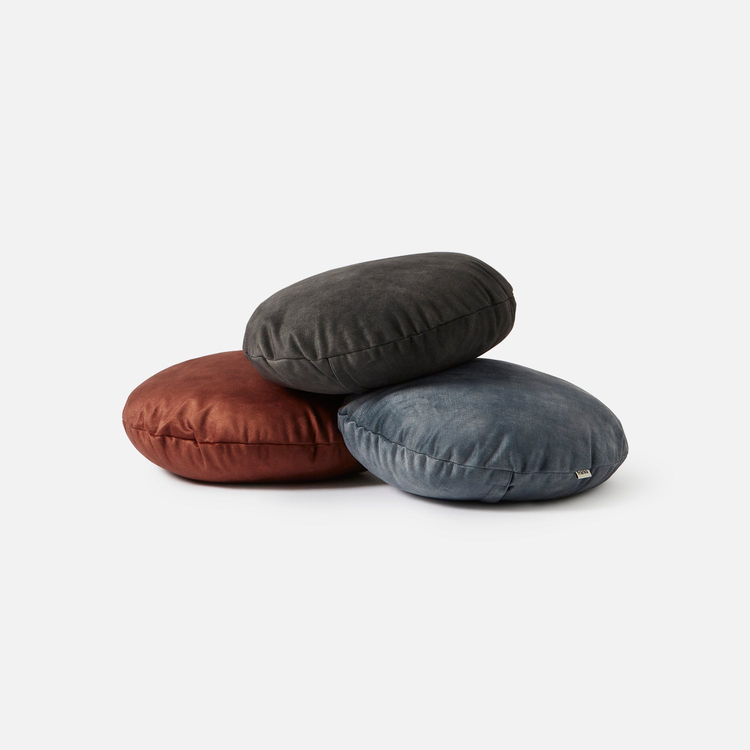 Petrol velvet round cushion, perfect for sofas, beds, or accent chairs