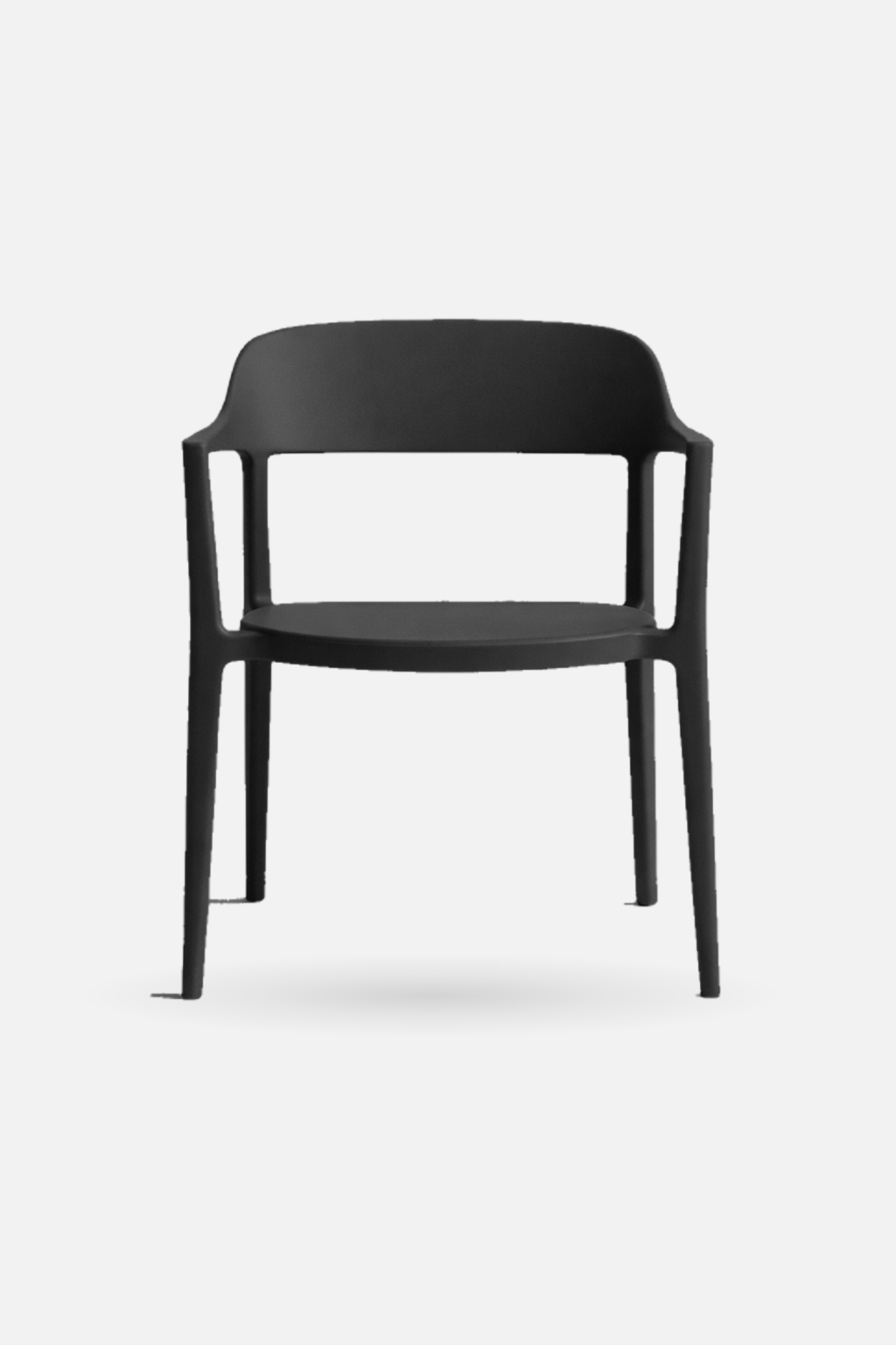 Arlo Chair in black shown front-on, a stackable dining chair