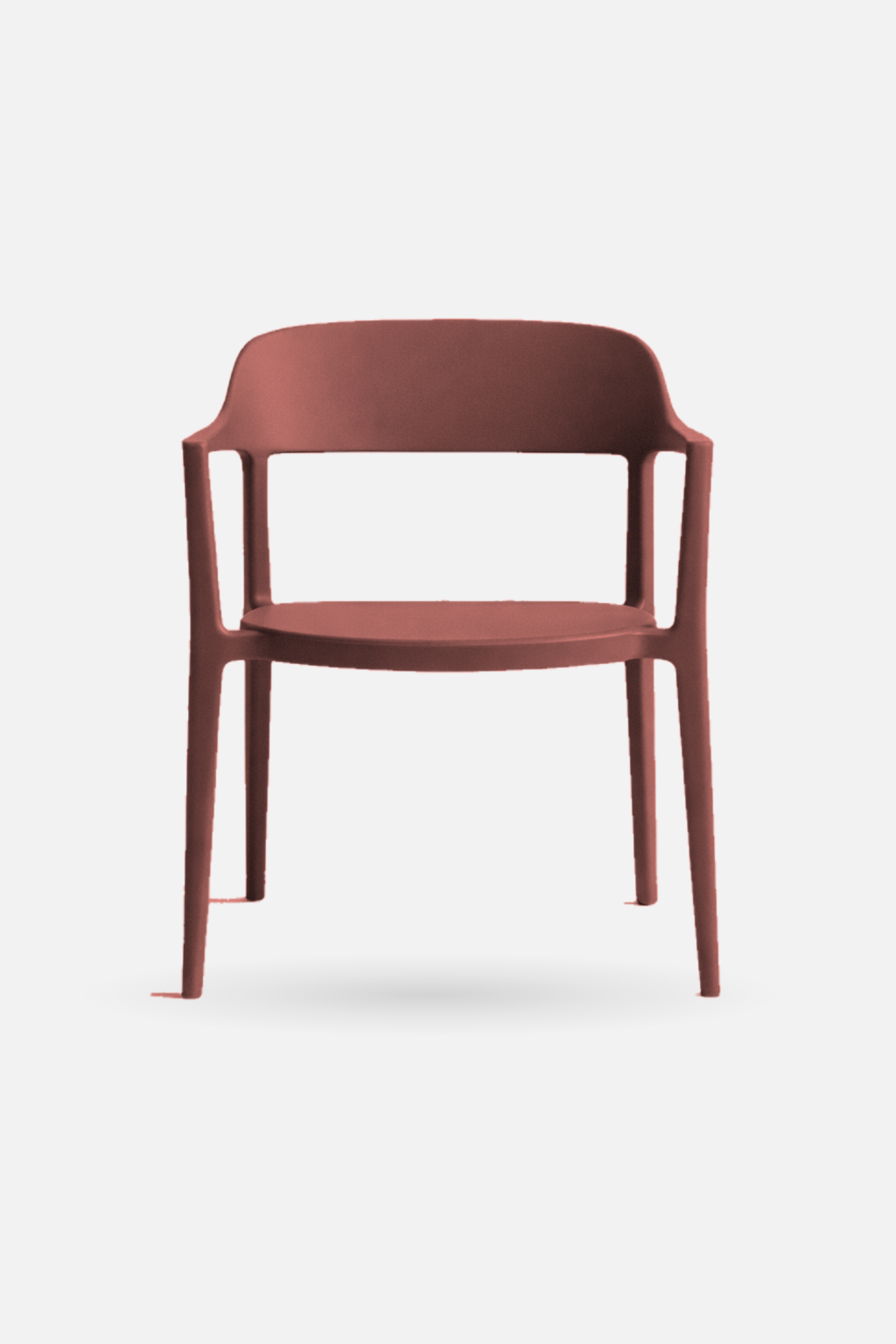 Arlo Chair in russet shown front-on, a stackable dining chair