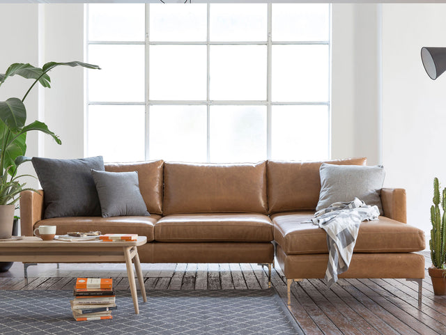 Fred Modular tan leather sofa