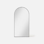 Full view of the black Archie Arch Mirror with deep etched metal frame